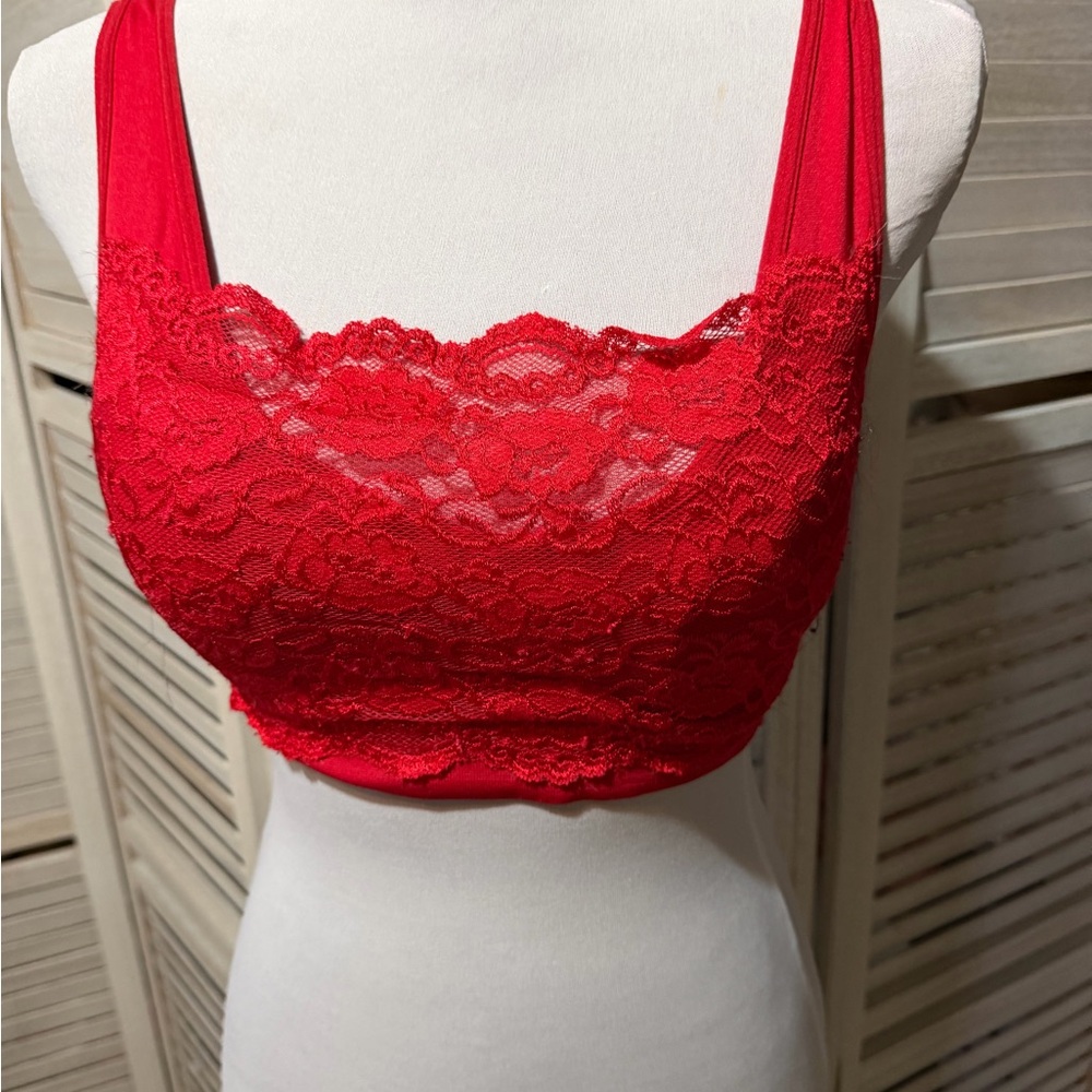 Zenana Vibrant Red Lace Bralette Crop Top•1X/2X